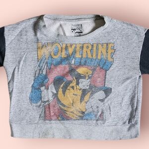 Marvel Wolverine Heather Gray Kids Graphic Sweatshirt with Blue & Yellow Accents